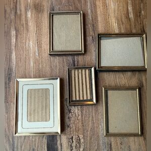 Vintage Gold Tone Photo Frames Set of 5 Small Antique Style Frames